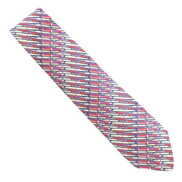 Boston Traders Other - Boston Traders Men Necktie 100% Silk Geometric Purple Blue Red 60x3.5 - NWOT